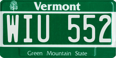 VT license plate WIU552