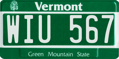 VT license plate WIU567