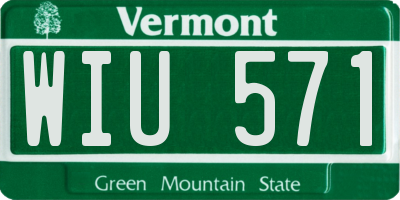 VT license plate WIU571