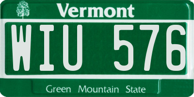 VT license plate WIU576