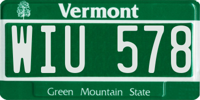VT license plate WIU578