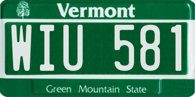 VT license plate WIU581