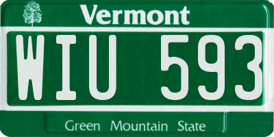 VT license plate WIU593