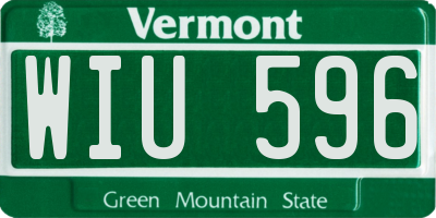 VT license plate WIU596