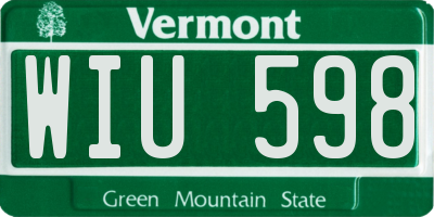 VT license plate WIU598