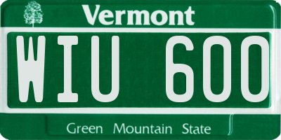 VT license plate WIU600