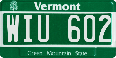VT license plate WIU602