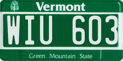 VT license plate WIU603