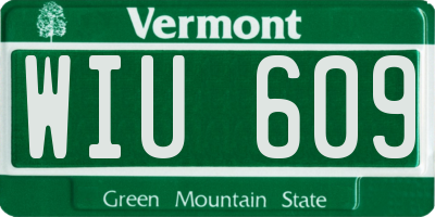 VT license plate WIU609
