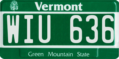 VT license plate WIU636