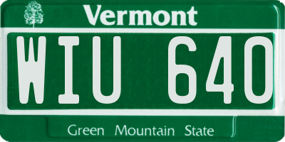 VT license plate WIU640