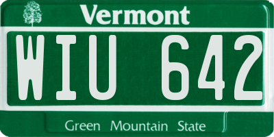 VT license plate WIU642