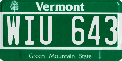 VT license plate WIU643