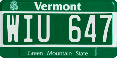 VT license plate WIU647