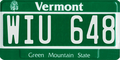 VT license plate WIU648