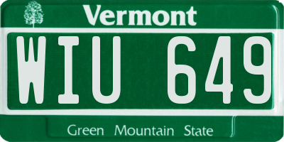 VT license plate WIU649