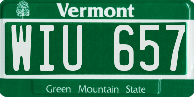 VT license plate WIU657