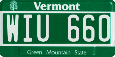 VT license plate WIU660