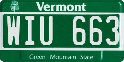 VT license plate WIU663