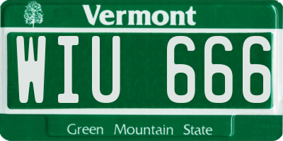 VT license plate WIU666