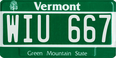 VT license plate WIU667