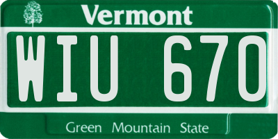 VT license plate WIU670