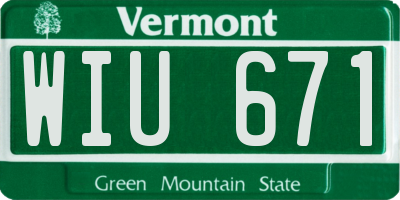 VT license plate WIU671