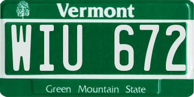 VT license plate WIU672