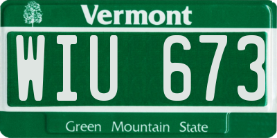 VT license plate WIU673