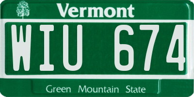 VT license plate WIU674