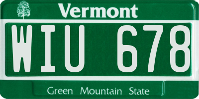 VT license plate WIU678