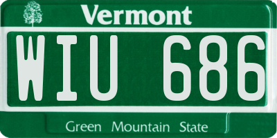 VT license plate WIU686