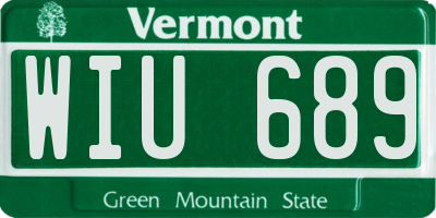 VT license plate WIU689