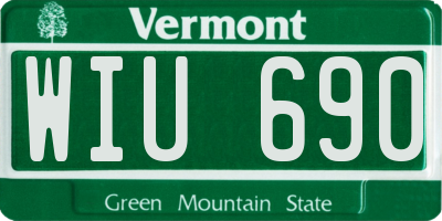 VT license plate WIU690