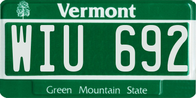 VT license plate WIU692