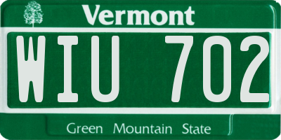 VT license plate WIU702