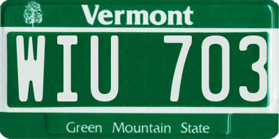 VT license plate WIU703