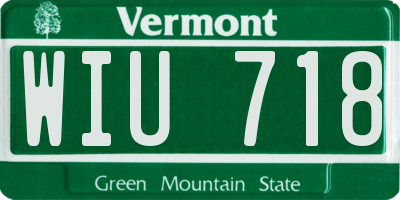 VT license plate WIU718