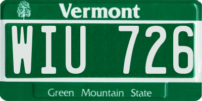 VT license plate WIU726