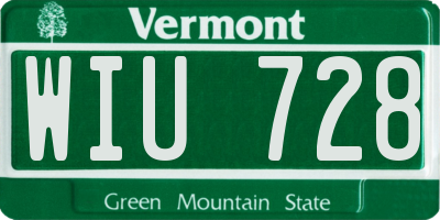 VT license plate WIU728
