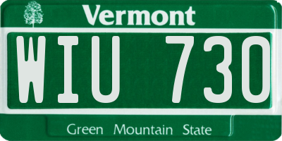 VT license plate WIU730