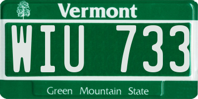 VT license plate WIU733