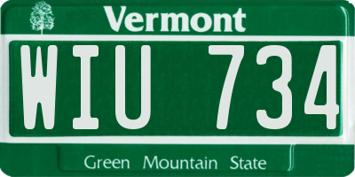 VT license plate WIU734