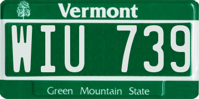VT license plate WIU739