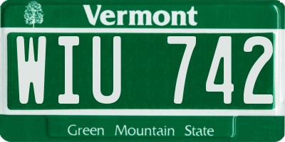VT license plate WIU742