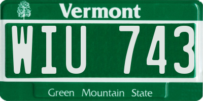 VT license plate WIU743