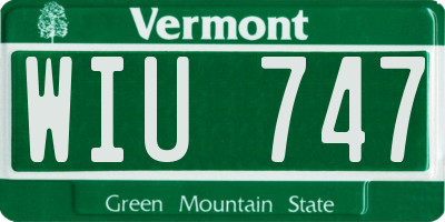 VT license plate WIU747