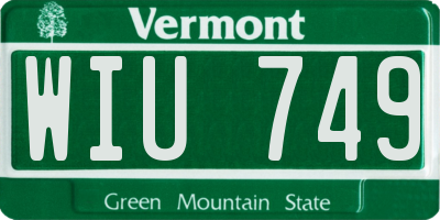 VT license plate WIU749