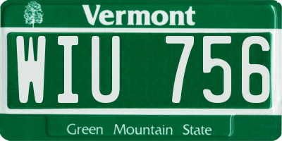 VT license plate WIU756