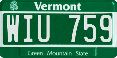 VT license plate WIU759